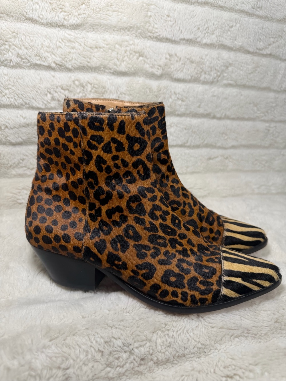 Schutz Amalya Ankle Boots In Mixed Animal Prints Leopard And Zebra US 8